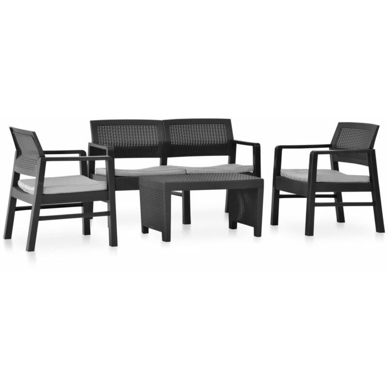 

Set de muebles jardín 3 pzas y cojines plástico gris antracita - Gris