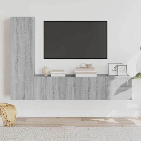 Set de muebles para TV 3 pzas madera contrachapada gris