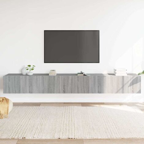 Set de muebles para TV 3 pzas madera contrachapada gris