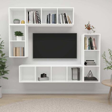 Set de muebles para TV 4 piezas madera contrachapada