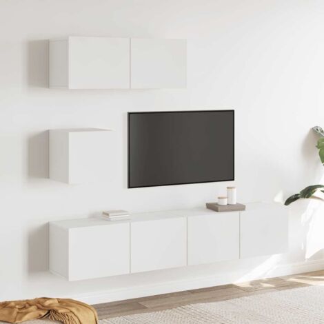 Set de muebles para TV 4 piezas madera contrachapada