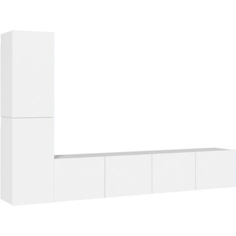 Set de muebles para TV 4 piezas madera contrachapada blanco vidaXL