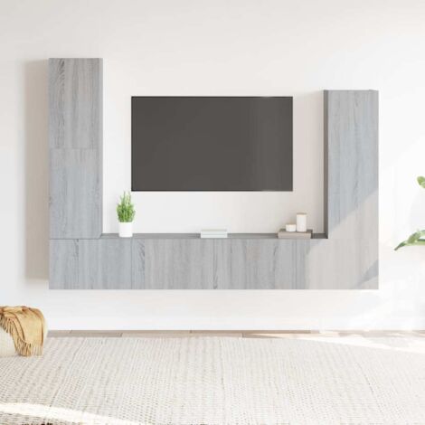 Set de muebles para TV 4 pzas madera contrachapada gris