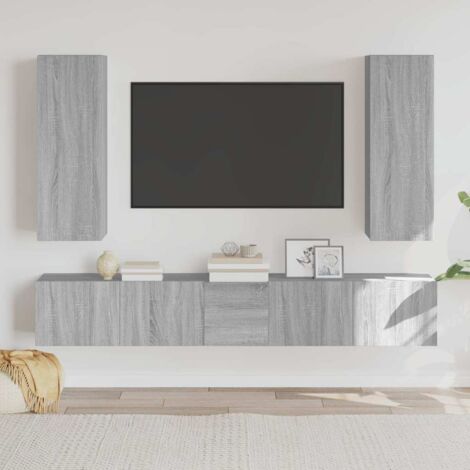 Set de muebles para TV 5 pzas madera contrachapada gris