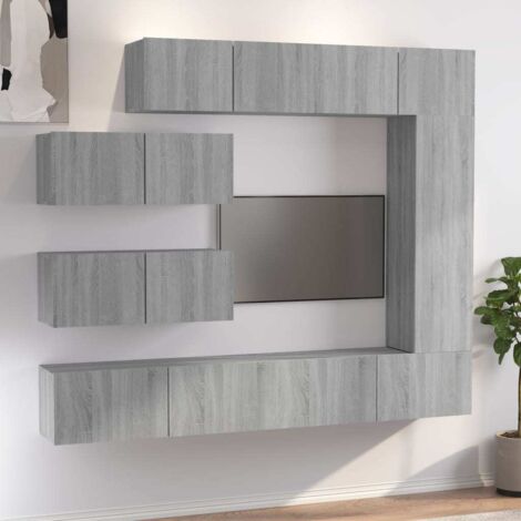 Set de muebles para TV 7 pzas madera contrachapada gris