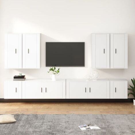 Set de muebles para TV 8 piezas madera contrachapada