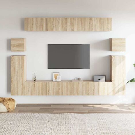 Set de muebles para TV 8 pzas madera contrachapada roble Sonoma vidaXL