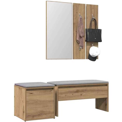 Set de muebles recibidor madera contrachapada roble artesanal