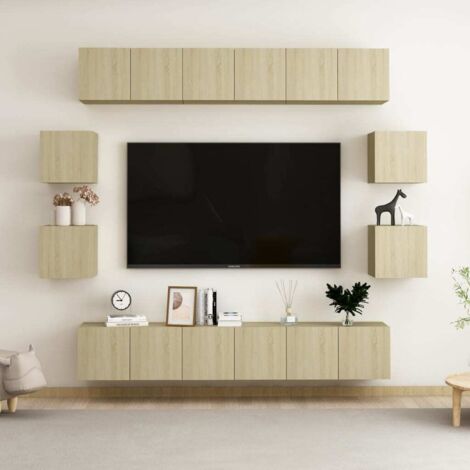 Set de muebles salón TV 10 pzas madera ingeniería roble
