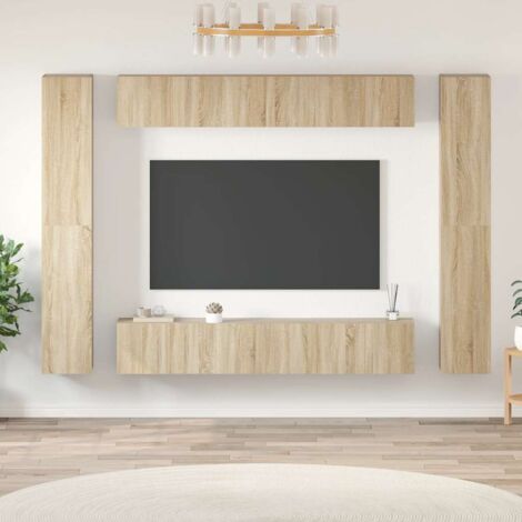 Set de muebles salón TV 10 pzas madera ingeniería roble