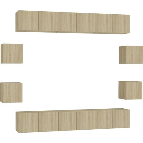 Set de muebles salón TV 10 pzas madera ingeniería roble Sonoma vidaXL