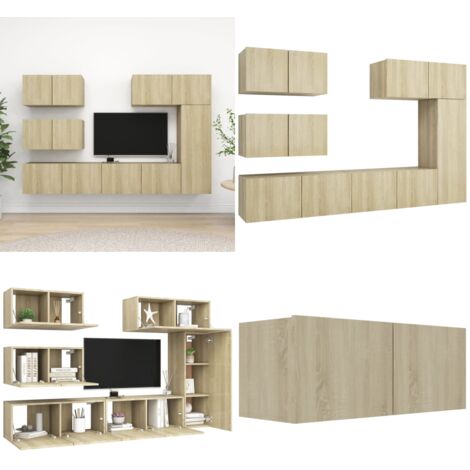 Set de muebles salón TV 6 pzas madera ingeniería roble Sonoma - Muebles de salón - Armarios de TV