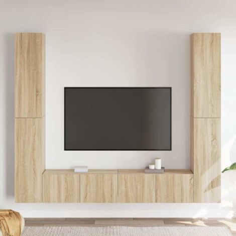 Set de muebles salón TV 6 pzas madera ingeniería roble Sonoma vidaXL