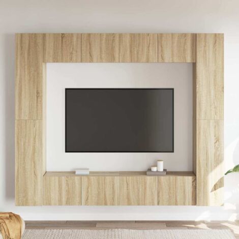 Set de muebles salón TV 8 pzas madera ingeniería roble