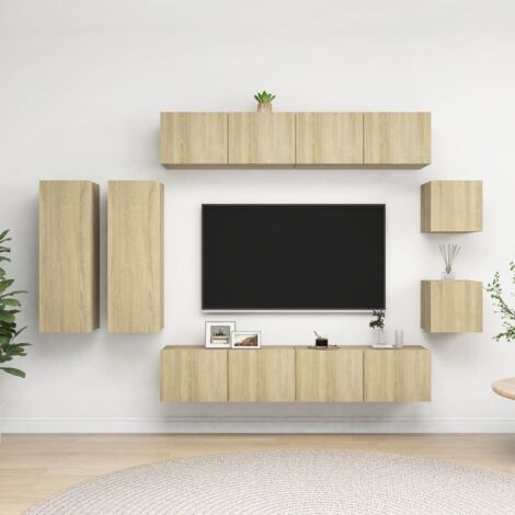 Set de muebles salón TV 8 pzas madera ingeniería roble Sonoma vidaXL