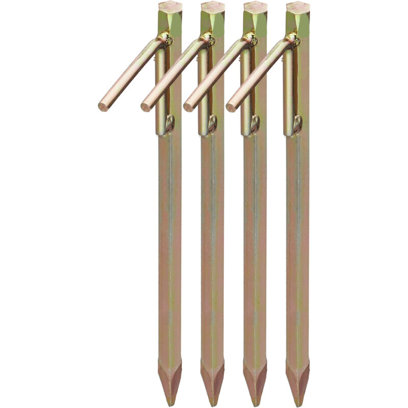 

Set de ocho piquetas para camping, Clavos para suelos duros, Acero galvanizado, 30,5 cm, Dorado