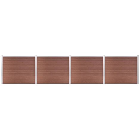 Set de panel de valla WPC marrón 699x146 cm