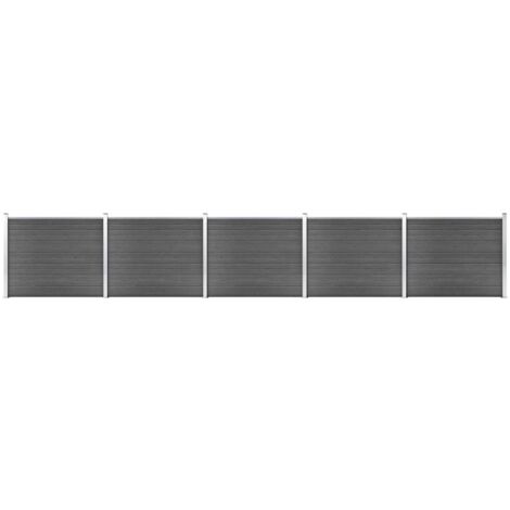 Set de paneles de valla WPC negro 872x146 cm