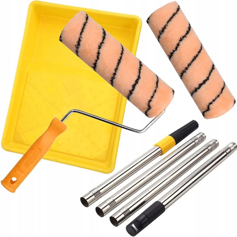 Set pittura arancione, estensione con maniglia + vassoio, 2x rullo di ricambio