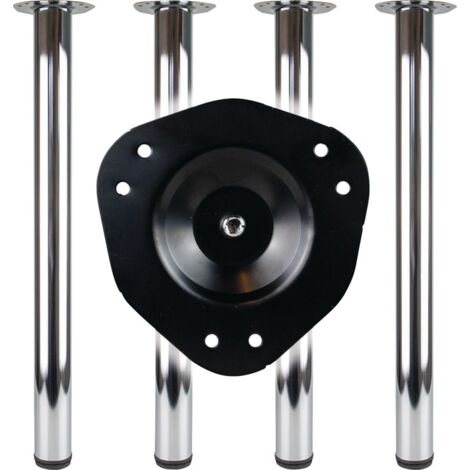 Set de pieds de table chrome poli 80mm H.870mm