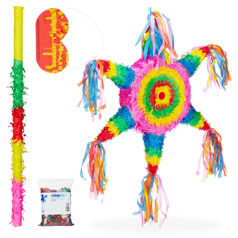 

Set de Piñata Estrella México XXL, Palo, Antifaz y Confeti, Papel, Multicolor, 62 x 54 x 8,5 cm