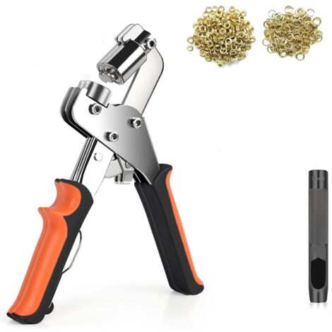Set de Pince à Œillets Professionnelle - Pince à Oeillet et Tête Interchangeable avec 300pcs or Œillets Inclus ( Ø10mm), Ensemble de Perforateur pour Tissus et Bâches