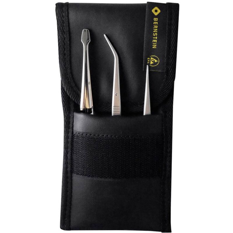 Bernstein - Tools for Electronics 5-110 Jeu de pinces brucelles 3 pièces pelle, pointue, fine, pointue, courbée, fine