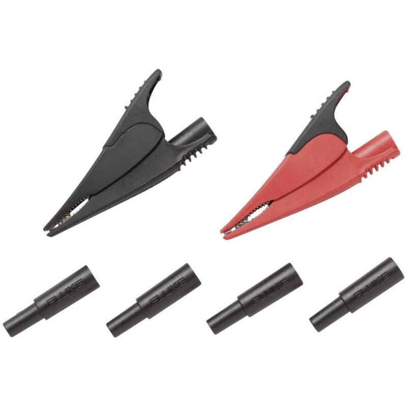 AC285-FTP Jeu de pinces crocodiles de sécurité enfichable 4 mm cat iii 1000 v, cat iv 600 v noir, rouge - Fluke