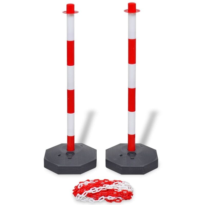 

Juego de barrera con postes con cadena de plástico 10 m - Vidaxl