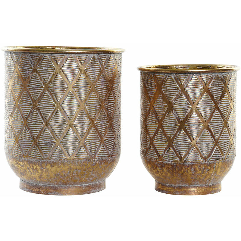 Dkd Home Decor - Set de pots Doré Métal (22.5 x 22.5 x 27 cm) (27 x 27 x 31 cm) (2 pcs)
