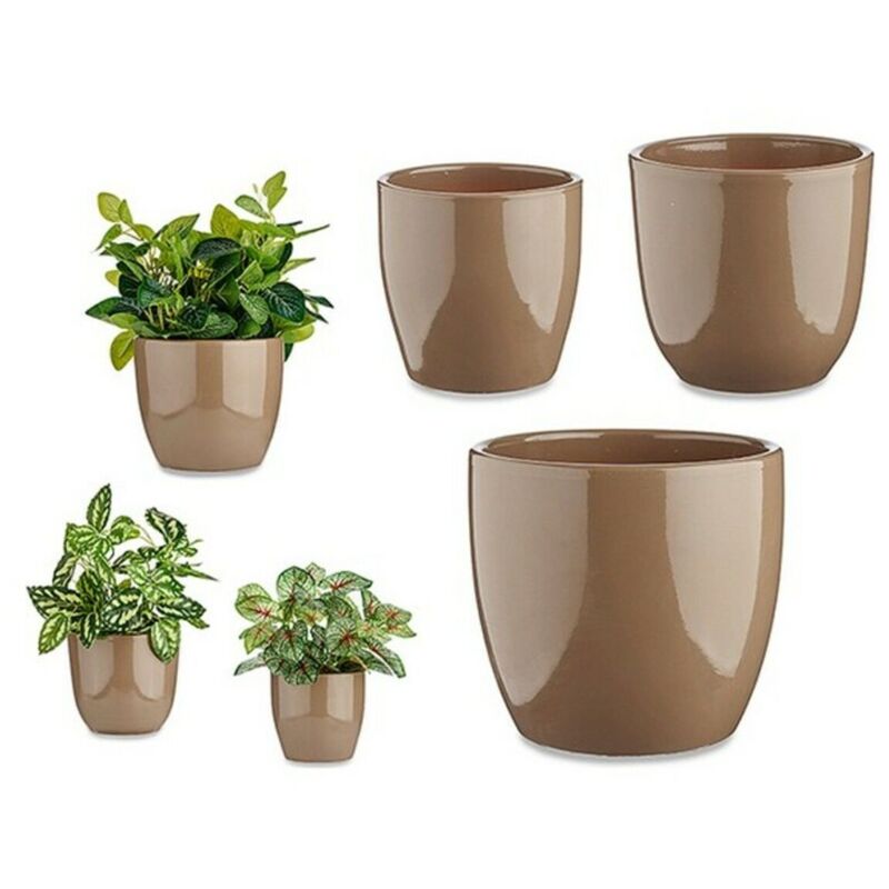 Ibergarden - Set de Brown Clay Pots (3 Pieces) (22.5 x 18.5 x 22.5 cm)