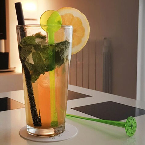 Agitateur- mélangeur - cocktail - smoothie - sirop - jus - mojito - grand -  verre fusionné - original - été - artisanal