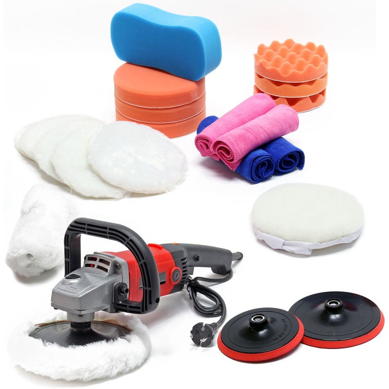 

Set de pulidora 21 piezas 1200W 3000 rpm Máquina de pulir con 6 velocidades Lijadora Pulir Encerar