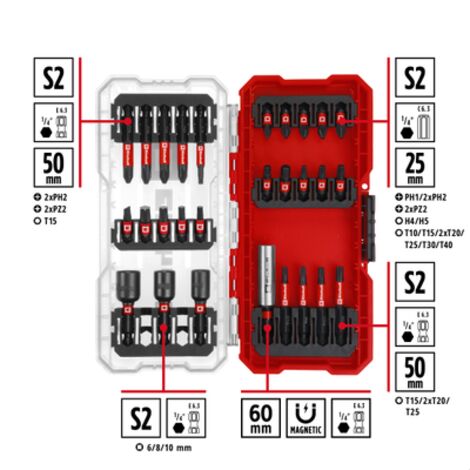 Set de puntas Einhell 108703 28 piezas resistente impacto acero