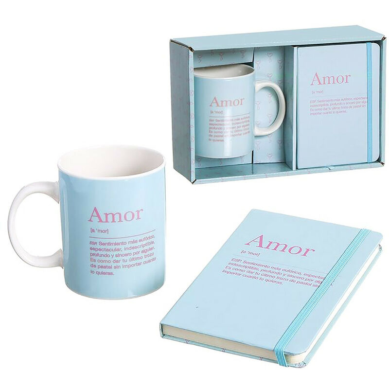 

Set de Regalo Taza con Libreta, Significado 'Amor' 300mL, 8x9,5x8cm -Hogar y Más