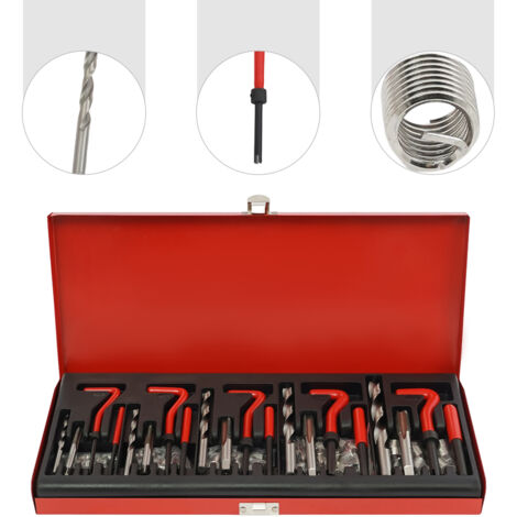 Set de reparación de roscas de 131 piezas, kit de reparación de roscas helicoidales M5-M12