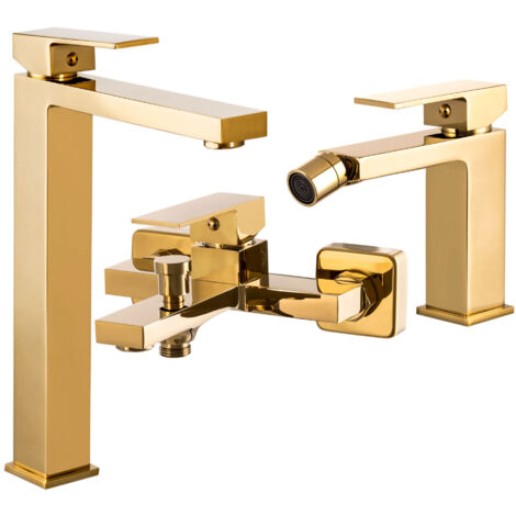 Set de Robinetterie de Salle de Bain Granitan Ister Doré Bain Lavabo Bidet 1 kit