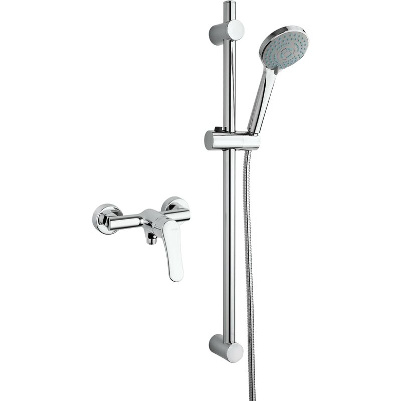 Set de robinetterie pour cabine de douche avec mitigeur extérieur et rail coulissant Piralla Attila KITATTILA3CR