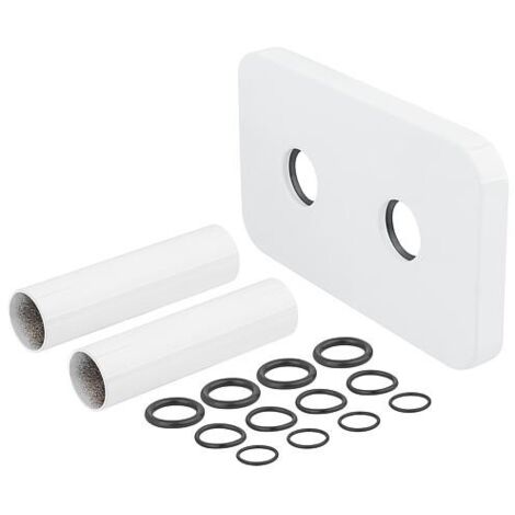 Set de rosaces doubles et d’habillage blanc, longueur de tube 70 mm