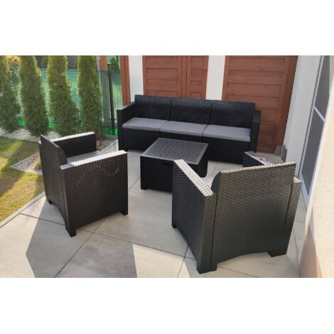 Set de Sala de Exterior - Muebles de Jardín Negro Antracita