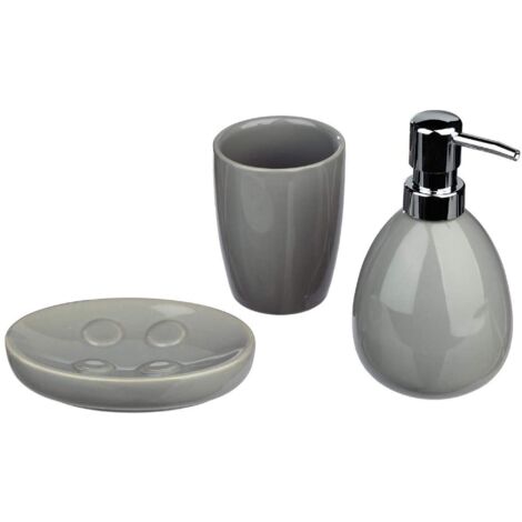 Lot De 6 Accessoires De Salle De Bain En Céramique – Gris Mélarose