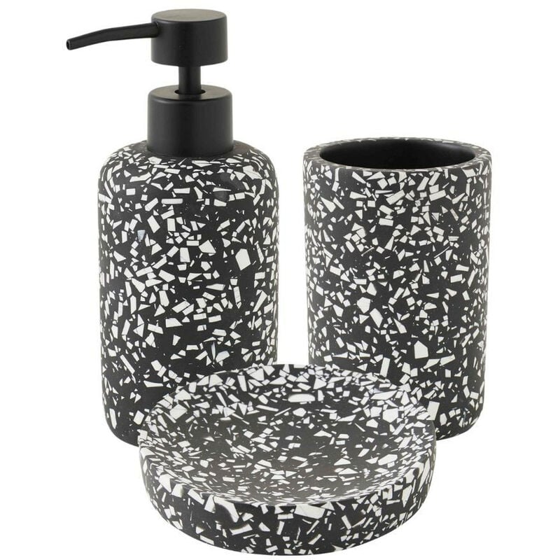 Set de salle de bain 3 pièces en polyrésine noir