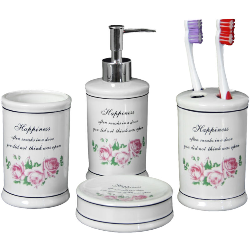 Set de salle de bain roses - 4 pièces