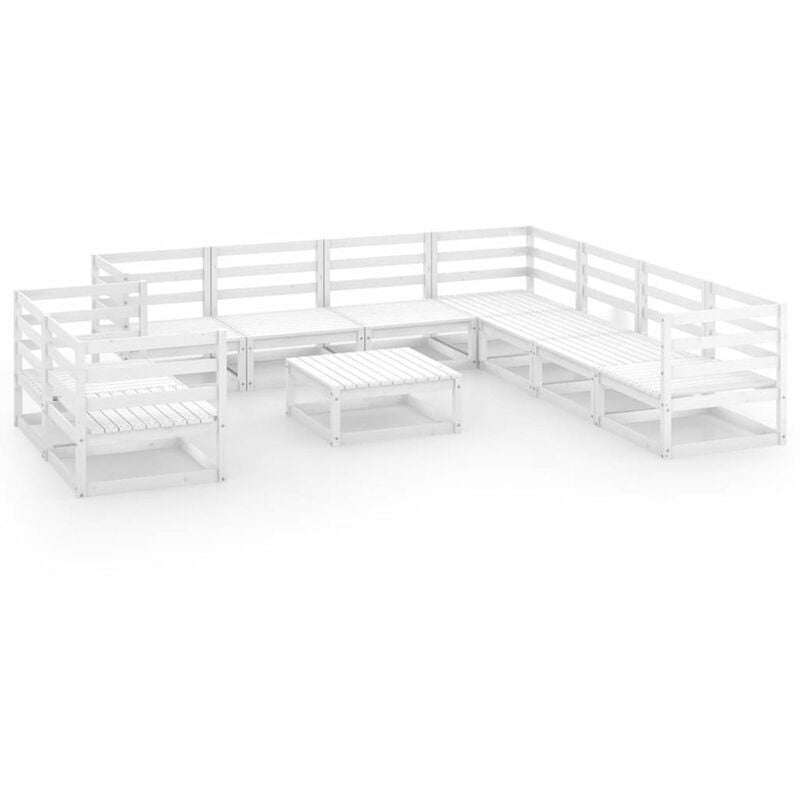 

Set de salon de jardin de 10 piezas blanco madera maciza pino