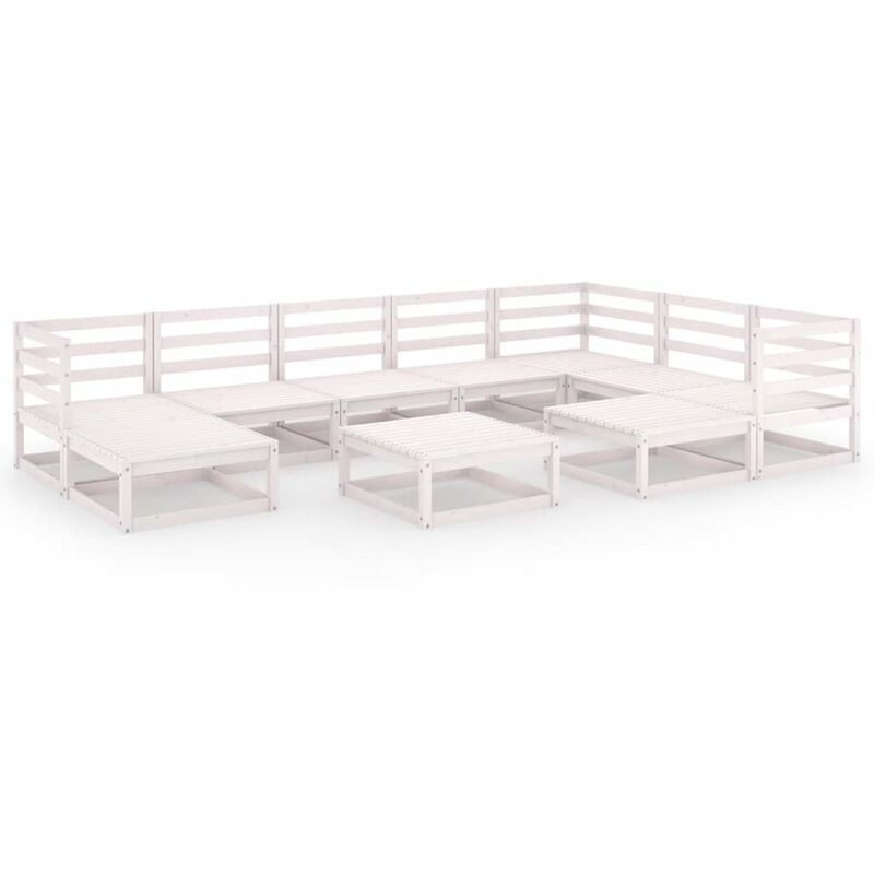 

Set de salon de jardin de 10 piezas blanco madera maciza pino