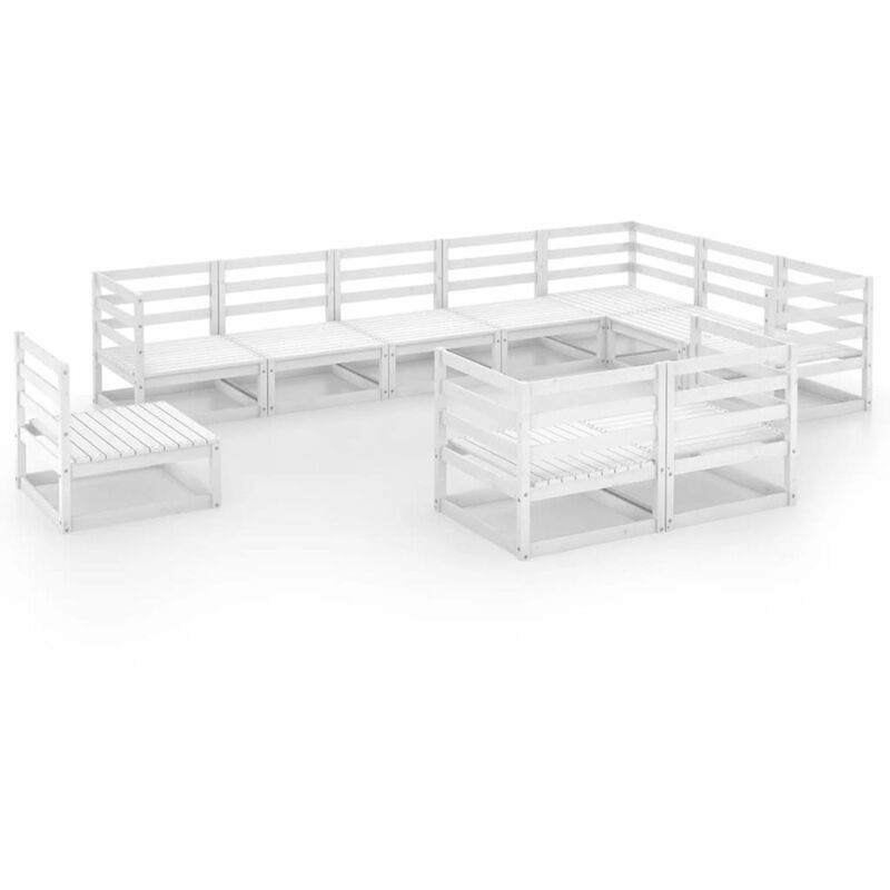 

Happyshopping - Set de salon de jardin de 10 piezas blanco madera maciza pino