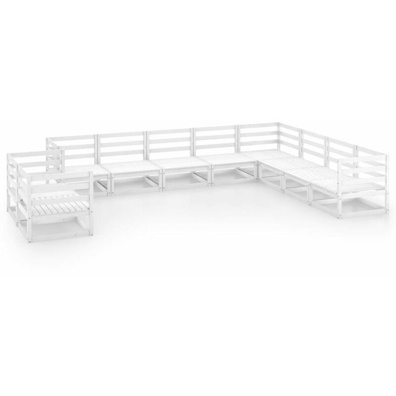 

Happyshopping - Set de salon de jardin de 10 piezas blanco madera maciza pino