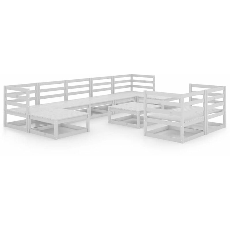 

Happyshopping - Set de salon de jardin de 10 piezas blanco madera maciza pino