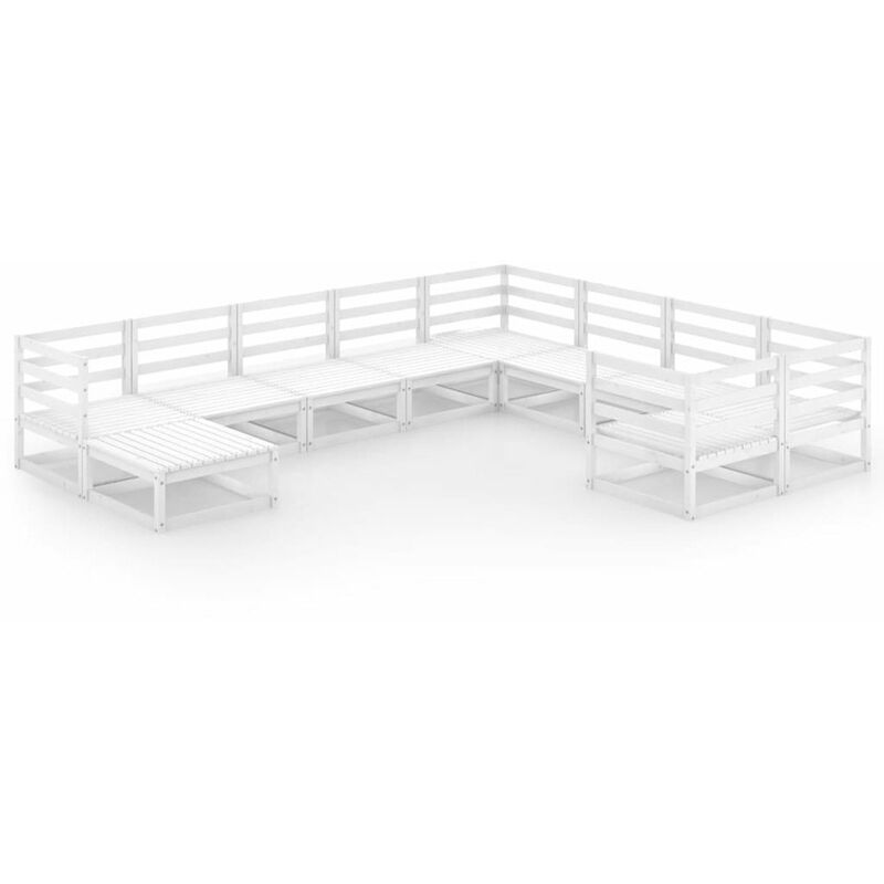 

Set de salon de jardin de 10 piezas madera maciza de pino