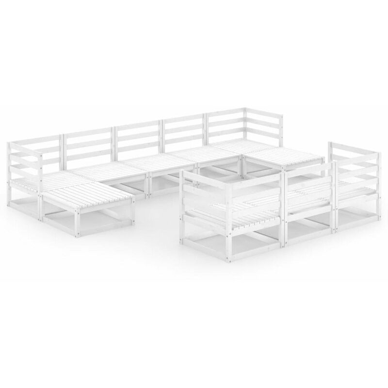 

Set de salon de jardin de 10 piezas madera maciza de pino